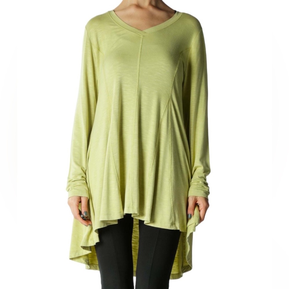 Soft Surroundings Perfect A Line Fit Flare Tunic Top High Low Green